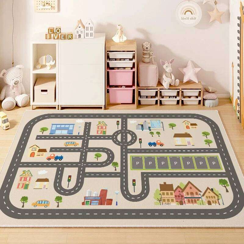 VIKAMA Play Area Carpet Living Room Bedroom Children's Car track Digital puzzle game Baby play crawl mat H260226