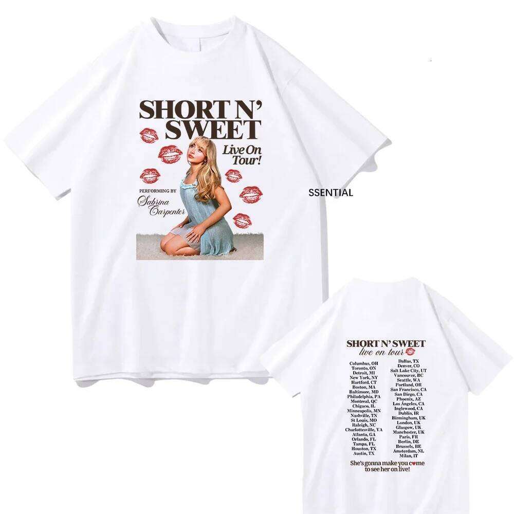 Sabrina Carpenter Short n' Sweet Album Shirt Men/women Clothing Harajuku Vintage Unisex Graphic T Shirts Kawaii Clothes H260227