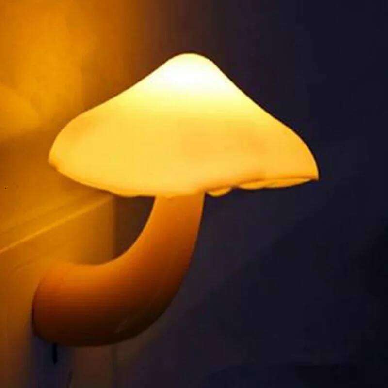 Mushroom Shape LED Night Light EU/Us Plug Automatic Bedroom Toilet Decoration Wall Lamps Light-control Sensor Home Lights Z260227
