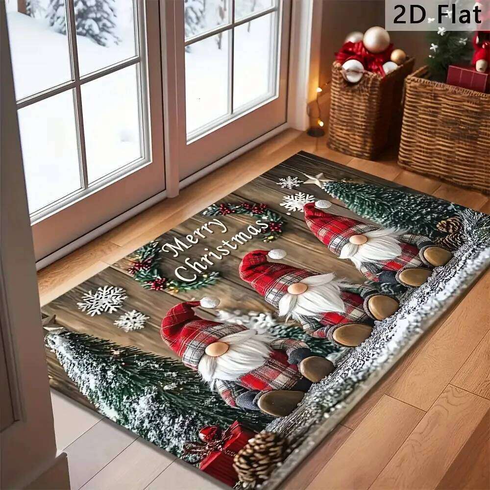 VIKAMA Christmas Elf Snowflake Carpet Entrance Living Children's Room Holiday Mat Home Decoration H260226