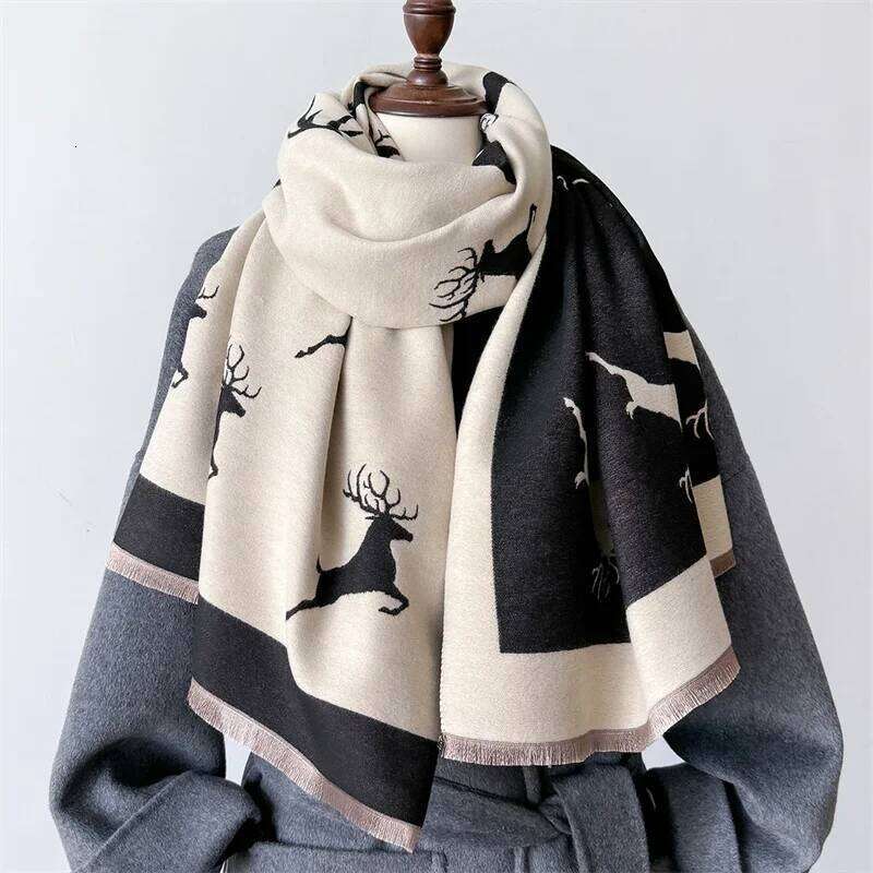 Luxury Brand Cashmere Women Animal Scarf Winter Warm Shawl and Wrap Bandana Pashmina Female Foulard Square Thick Blanket Poncho Z260226