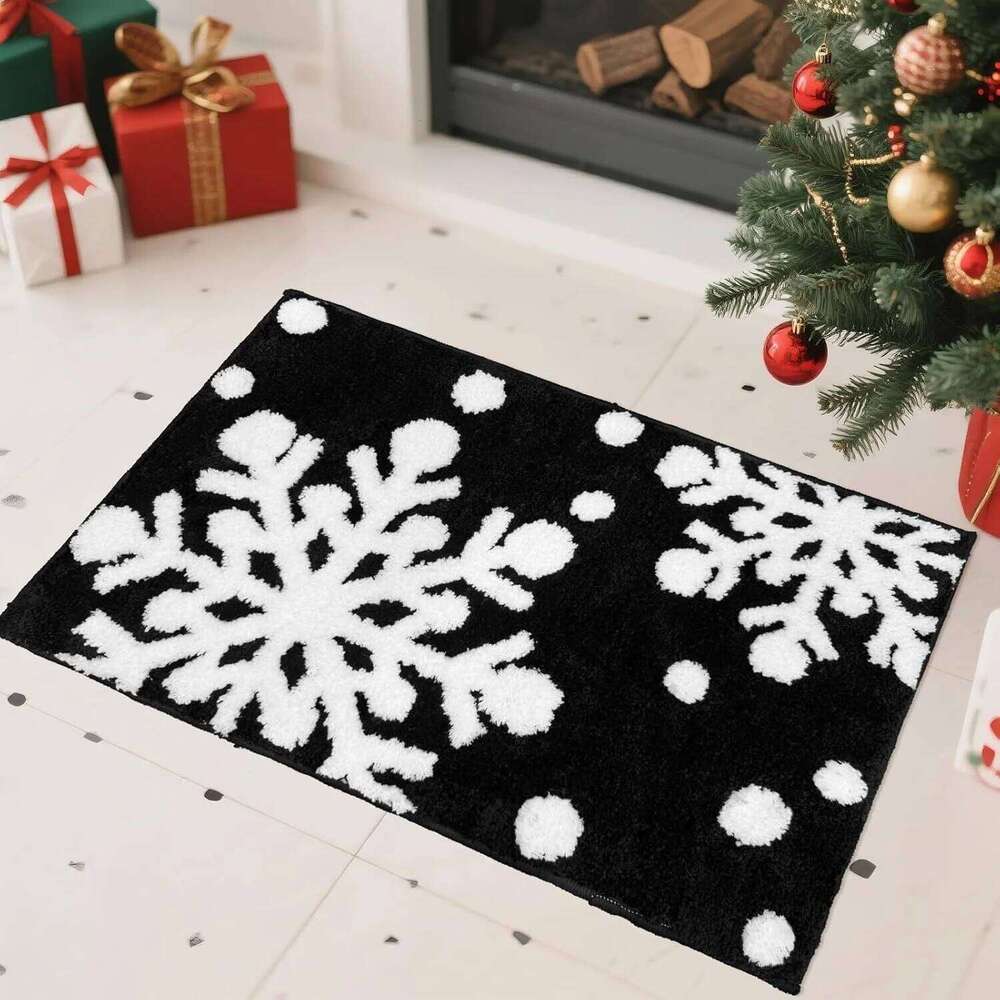 VIKAMA Christmas Absorbent Snowflake Bathroom Shower Anti-Slip Mat Entrance Door Decorative Rug Home Decor H260226