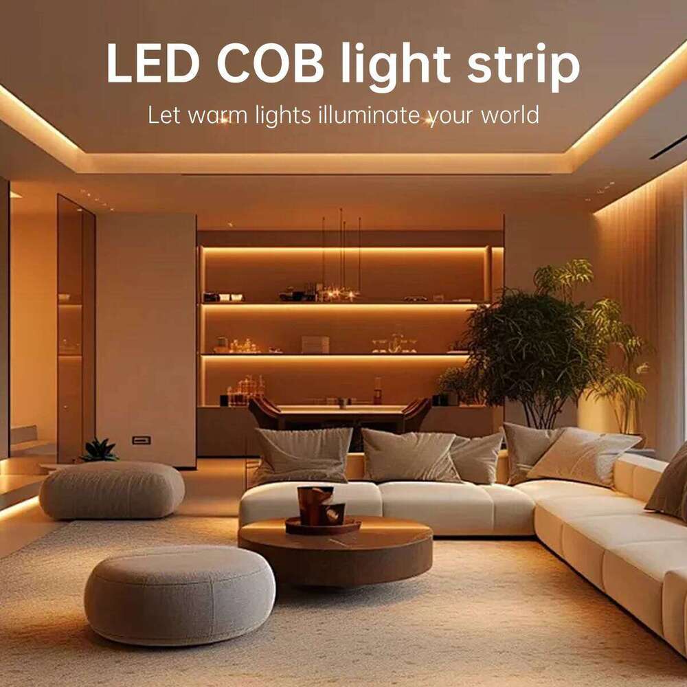 Dimmable 24V CCT COB Strip Lights 8mm 576LEDs/M Flexible LED Tape Ribbon for Room Decor 3000K 4000K 6000K 2M 5M 10M -EU Plug Z260226