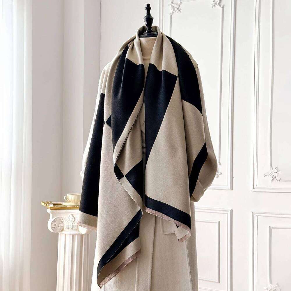 2025 Brand Elegance Geometric Print Imitation Pashmina Shawl Warm, Soft, with Fringe, Suitable for Autumn and Winter Outdoor Z260226