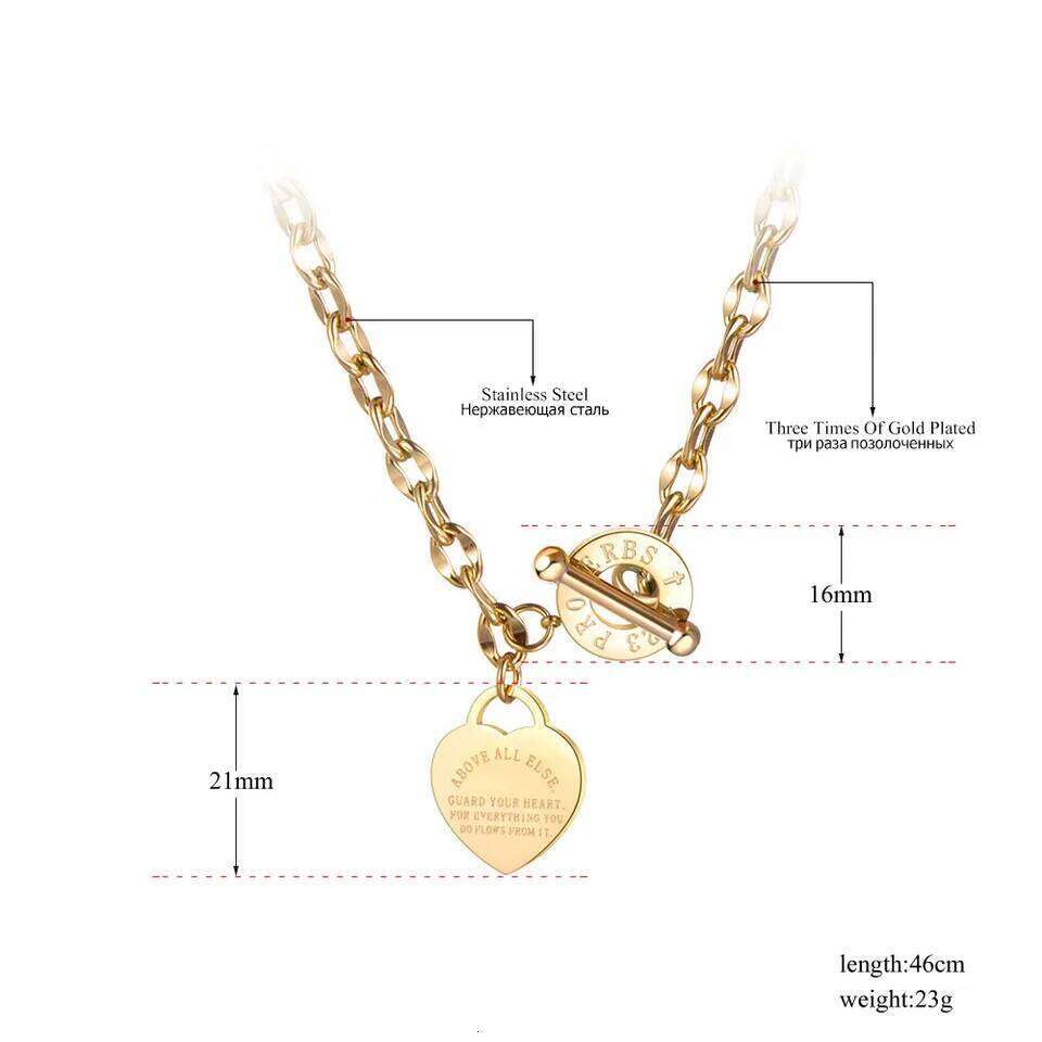 Titanium Stainless Steel Heart Charm Pendant Necklaces Jewelry Classic Love Bible Proverbs O Chain Necklace