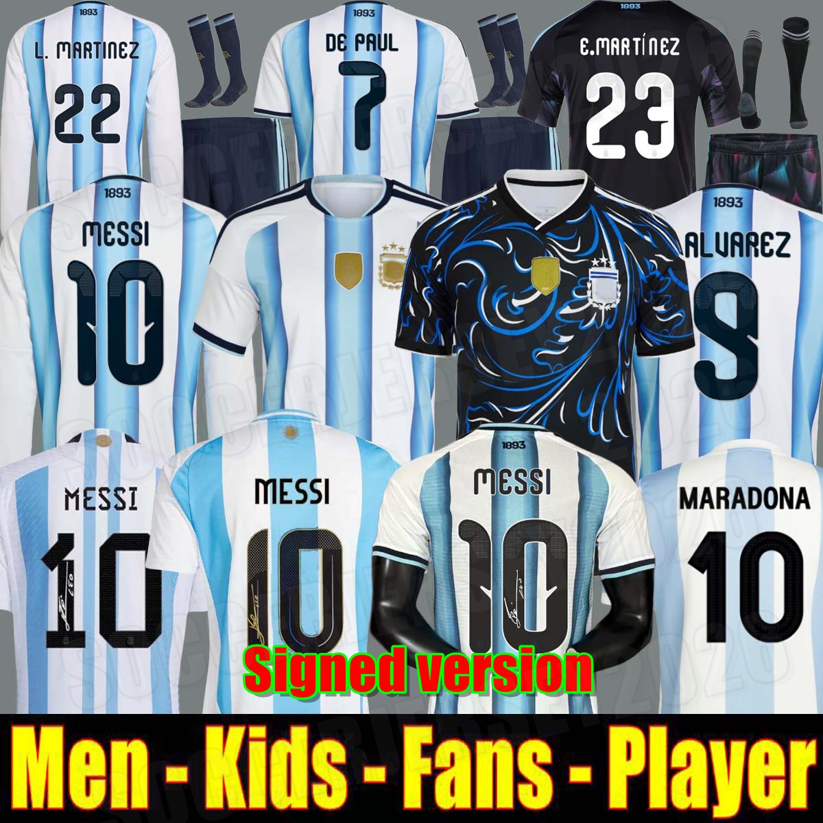 ArgentinaS 3 Star soccer Jerseys 25 26 Fans Player MARADONA DI MARIA J. ALVAREZ FC Men Kids football shirt MESSIS Jersey DE PAUL Garnacho 2026 long sleeves Signed
