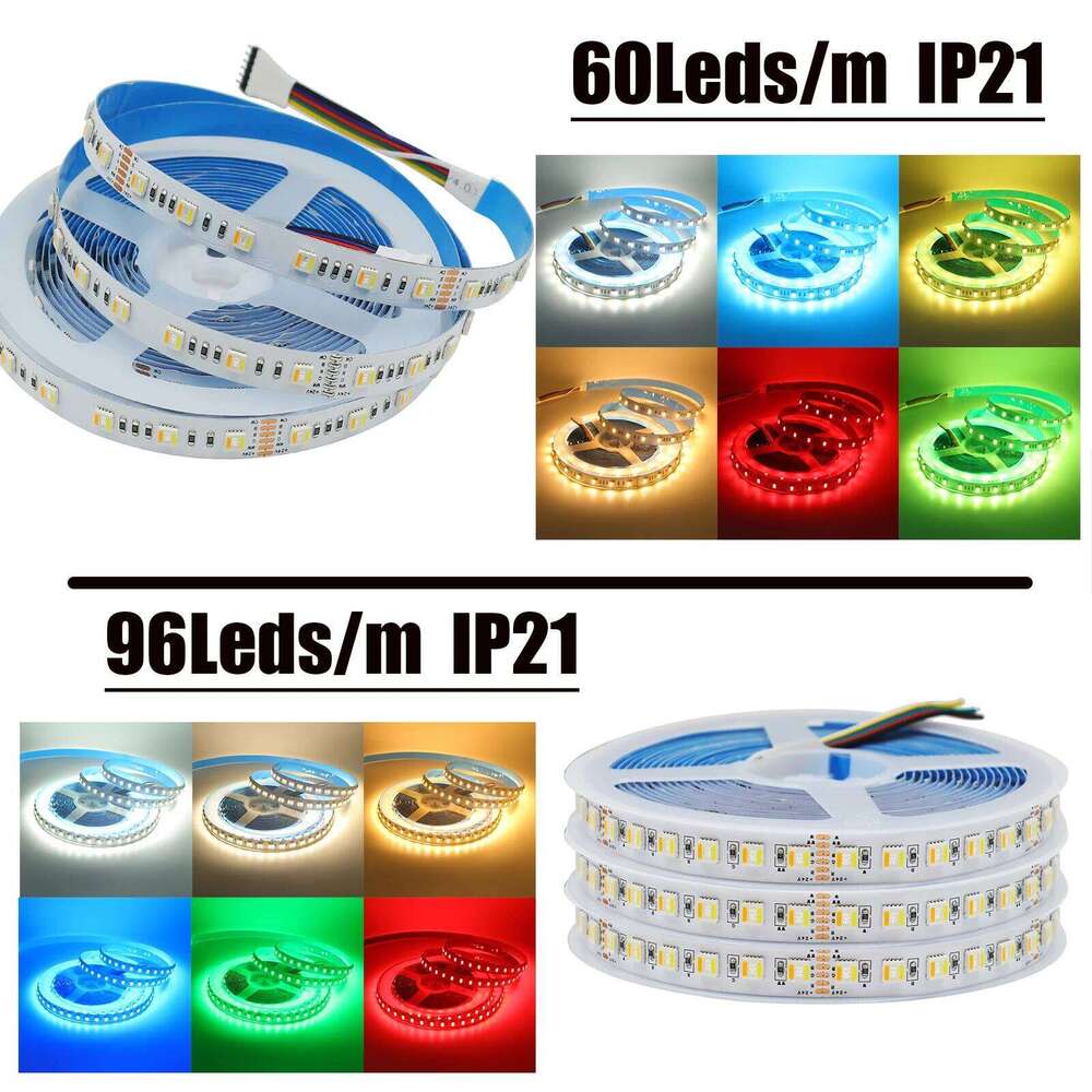 RGB CCT LED Strip DC 12V 24V 5 Colors In 1 Chip SMD 5050 60 96 Leds/M IP21 IP65 Home Decoration Flexible Ribbon Tape Rope Light Z260226