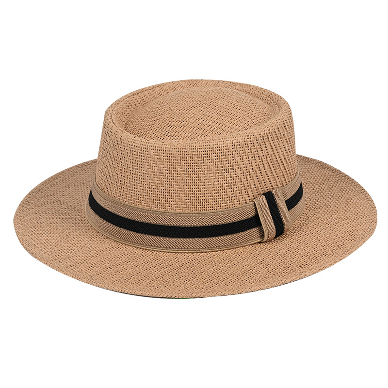 2026 New Summer Women's Outdoor Seaside Beach Hat Women's Sun Hat Sunscreen and Sunshade Fashion Flat Top Straw Hat