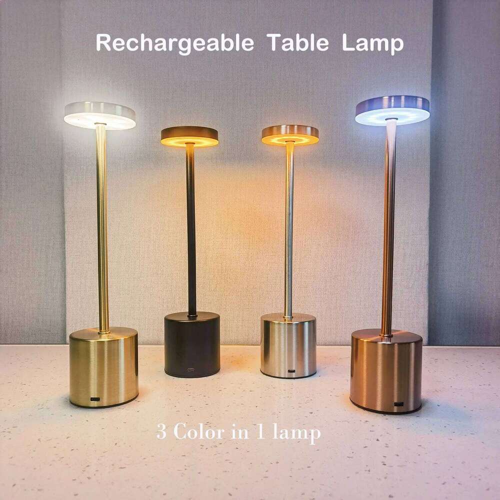 Classic Table USB Rechargeable Night Light 3 Colors Dimming Touch Desk Bedside Lamp Hotel Coffee Shop Club Z260227