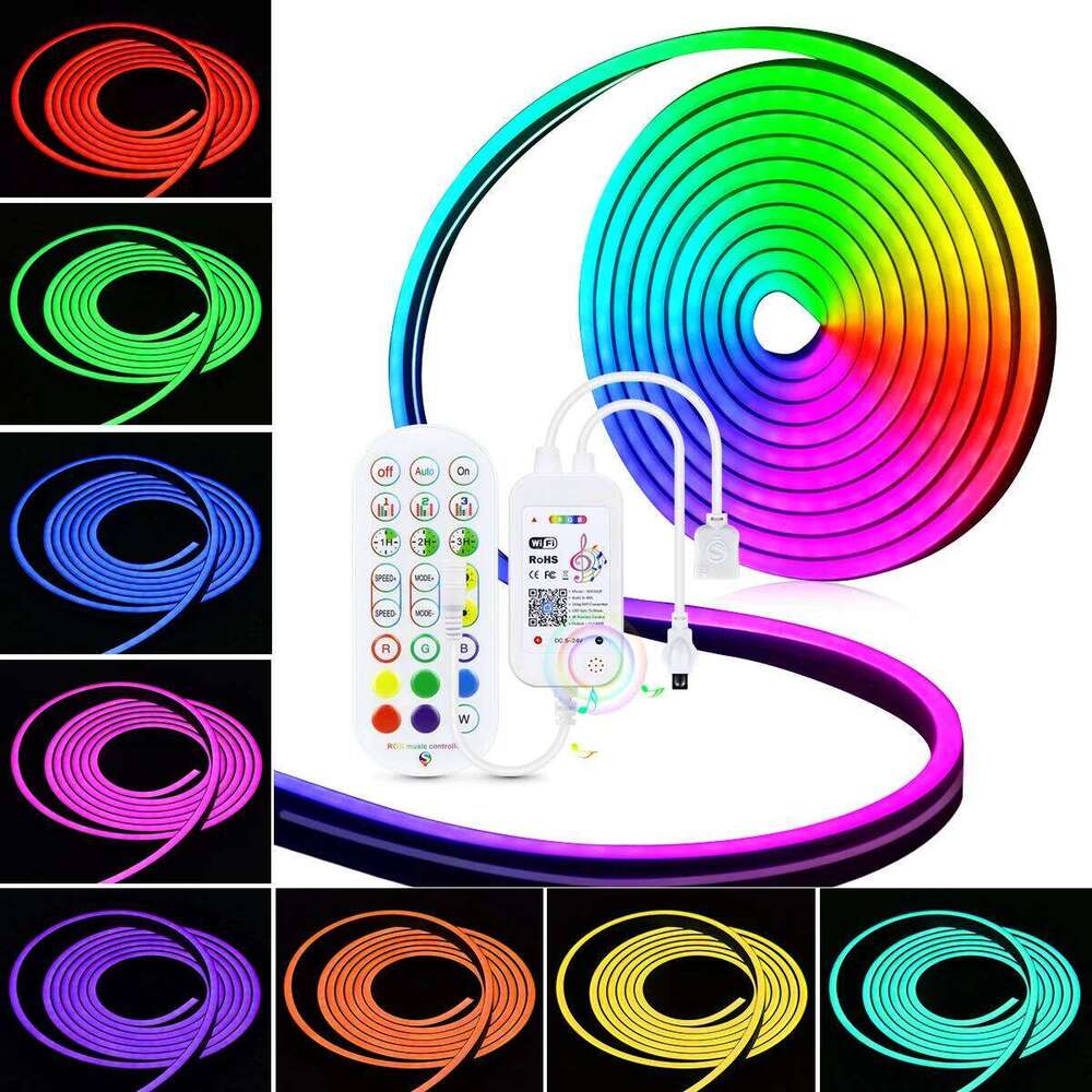 Black Silica Gel Tube LED Strip Lights Tuya Smart Life WiFi Bluetooth APP Control RGB Neon Sign Tape For Christmas Decor Z260226