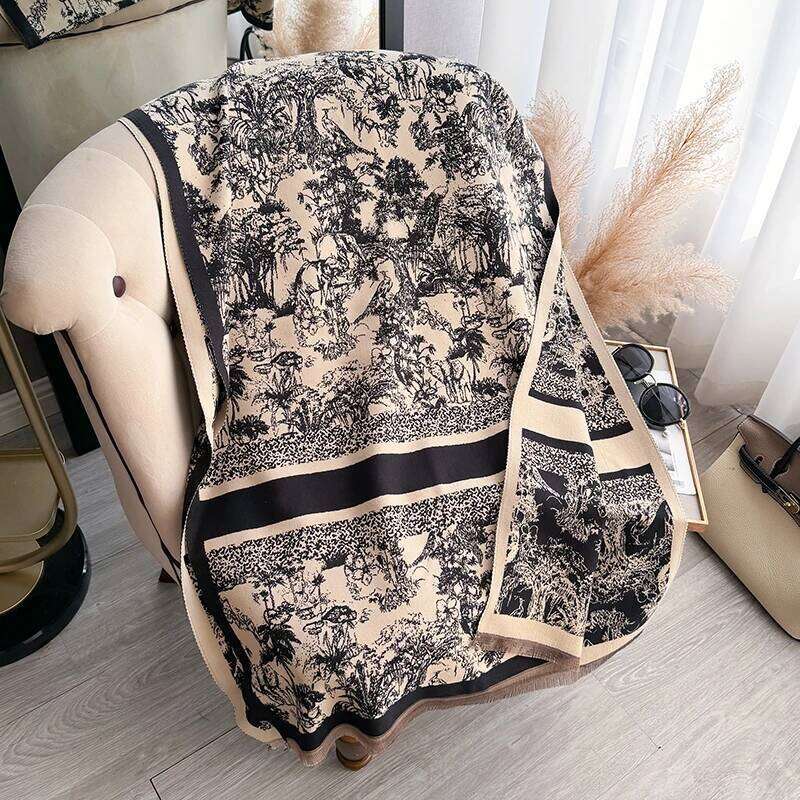 2025 NEW Brand Women Two-Sided Print Imitation Cashmere Soft Warm Pashmina Shawl Winter Coldproof Windproof Blanket Scarf Z260226