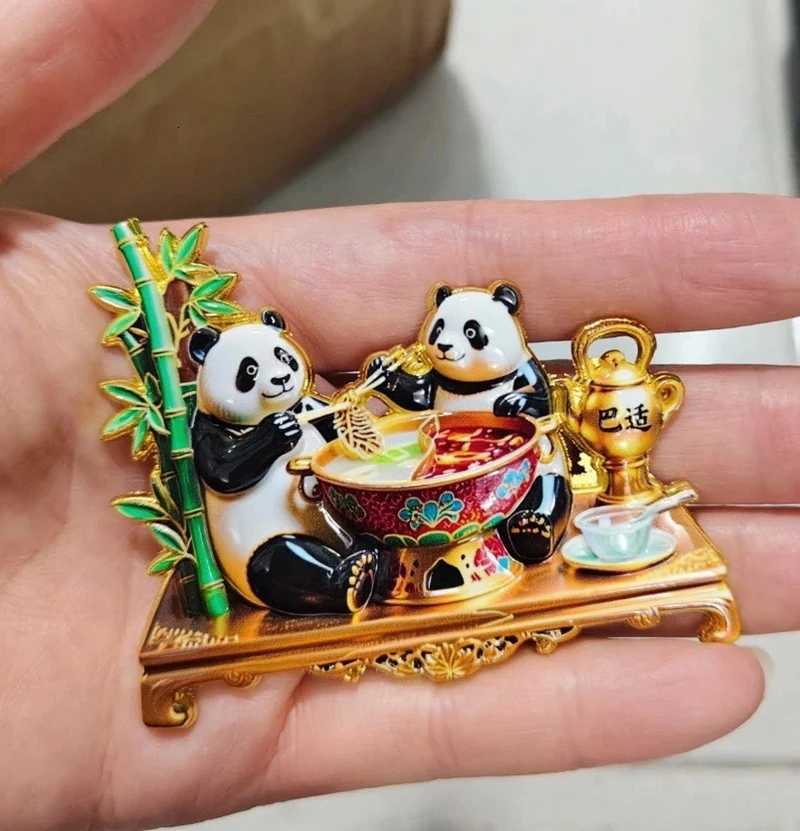 Chengdu Panda Fridge Magnets 3D Metal Relief China Tourism SouvenirsT260227