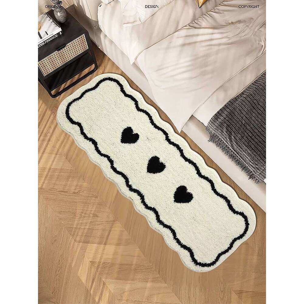 VIKAMA Cream Wind Bedroom Rug Blanket Long Bed Front Floor Sofa End Table Non-Slip Feet Cushion Home Decor H260226