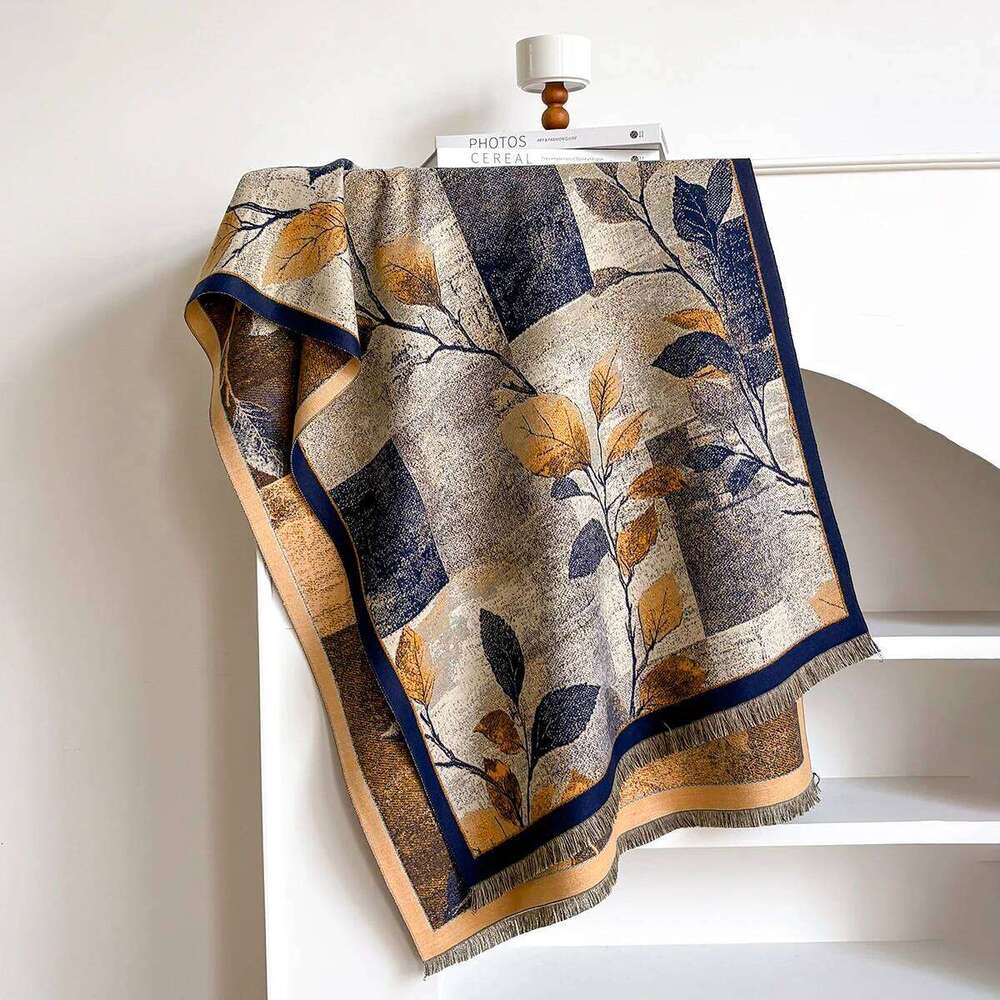 Luxury Winter Cashmere Double-sided Design Scarf Women Warm Pashmina Blanket Poncho Scarves Female Oil painting Shawl Bufanda Z260226