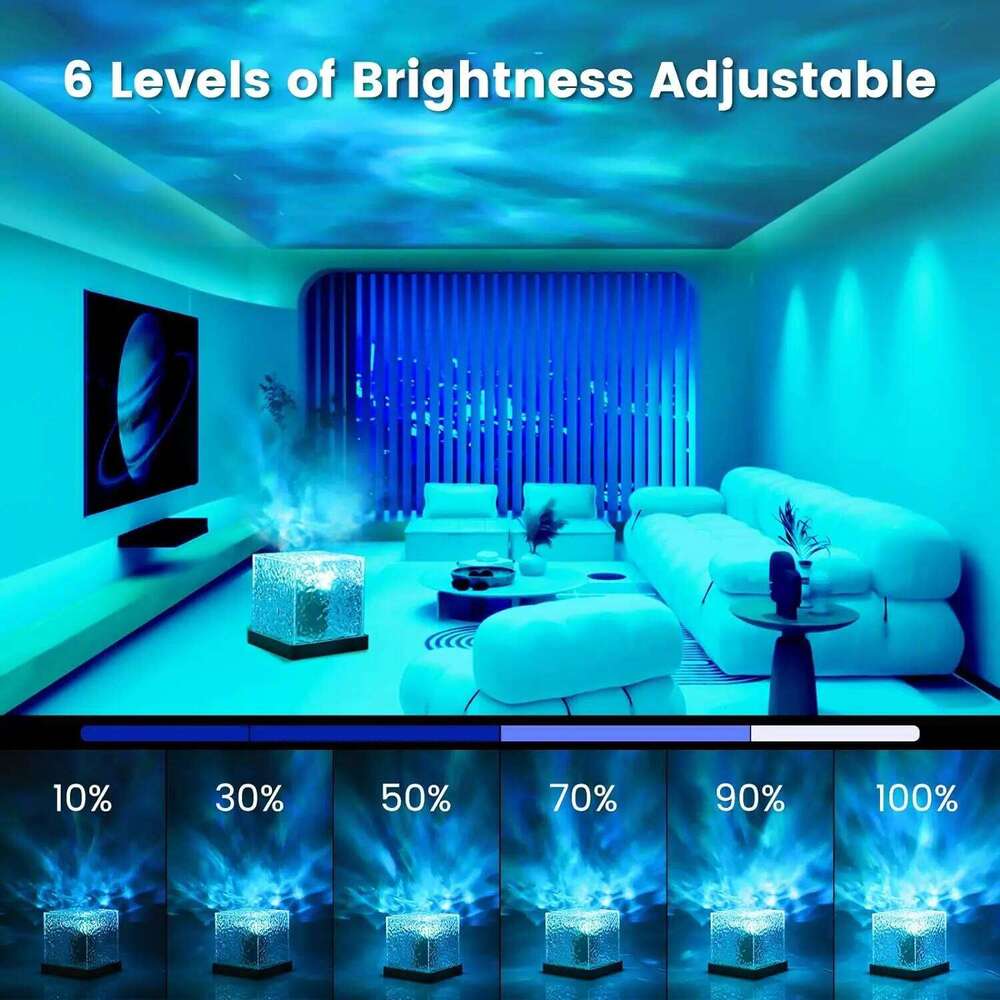 Northern Lights Ocean Projector 16 Colors Gradual Rotating Flame Water Lamp Wave LED Night Light with Remote Control Z260227