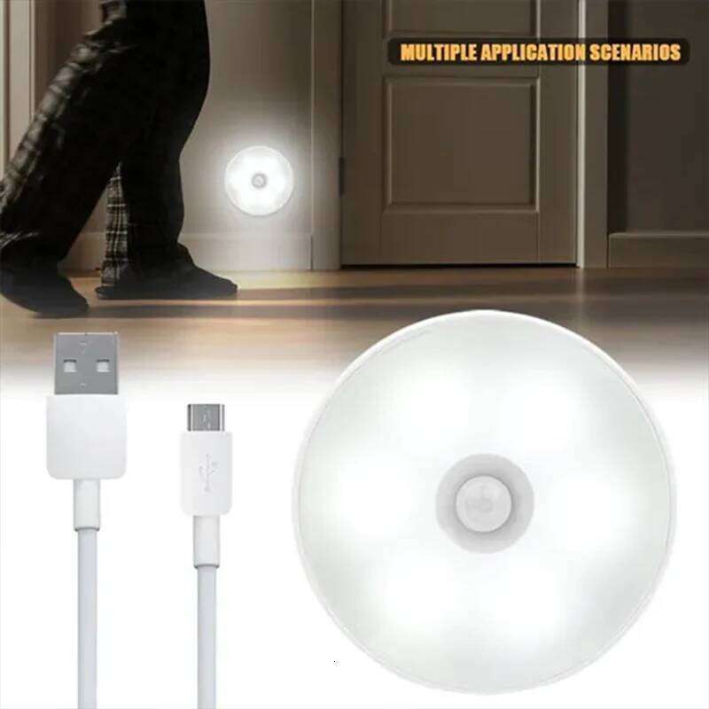PIR Motion Sensor LED USB Rechargeable Night For Kitchen Cabinet Wardrobe Lamp Staircase Wireless Closet Light Z260227