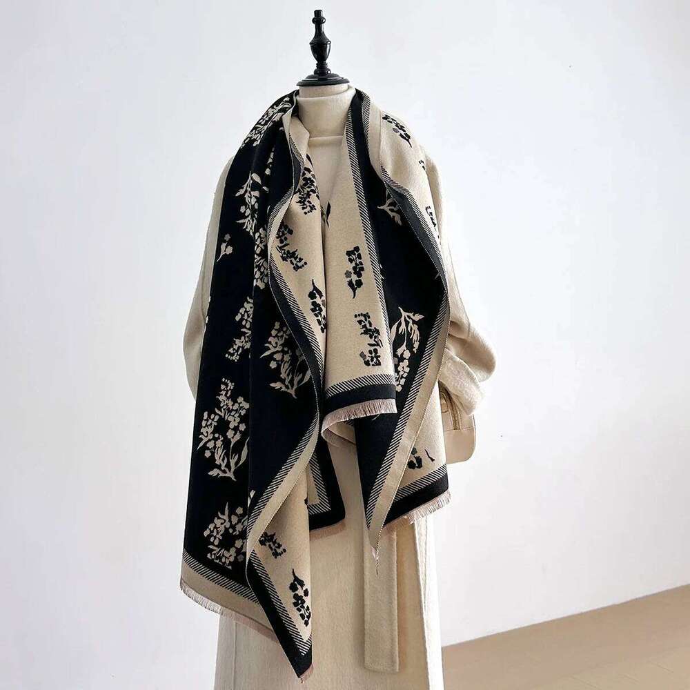 Women Winter Scarf Pashmina Shawls Lady Wraps Thick Warm Floral Pattern Bufanda Echarpe Female Cashmere Imitation Stoles Z260226