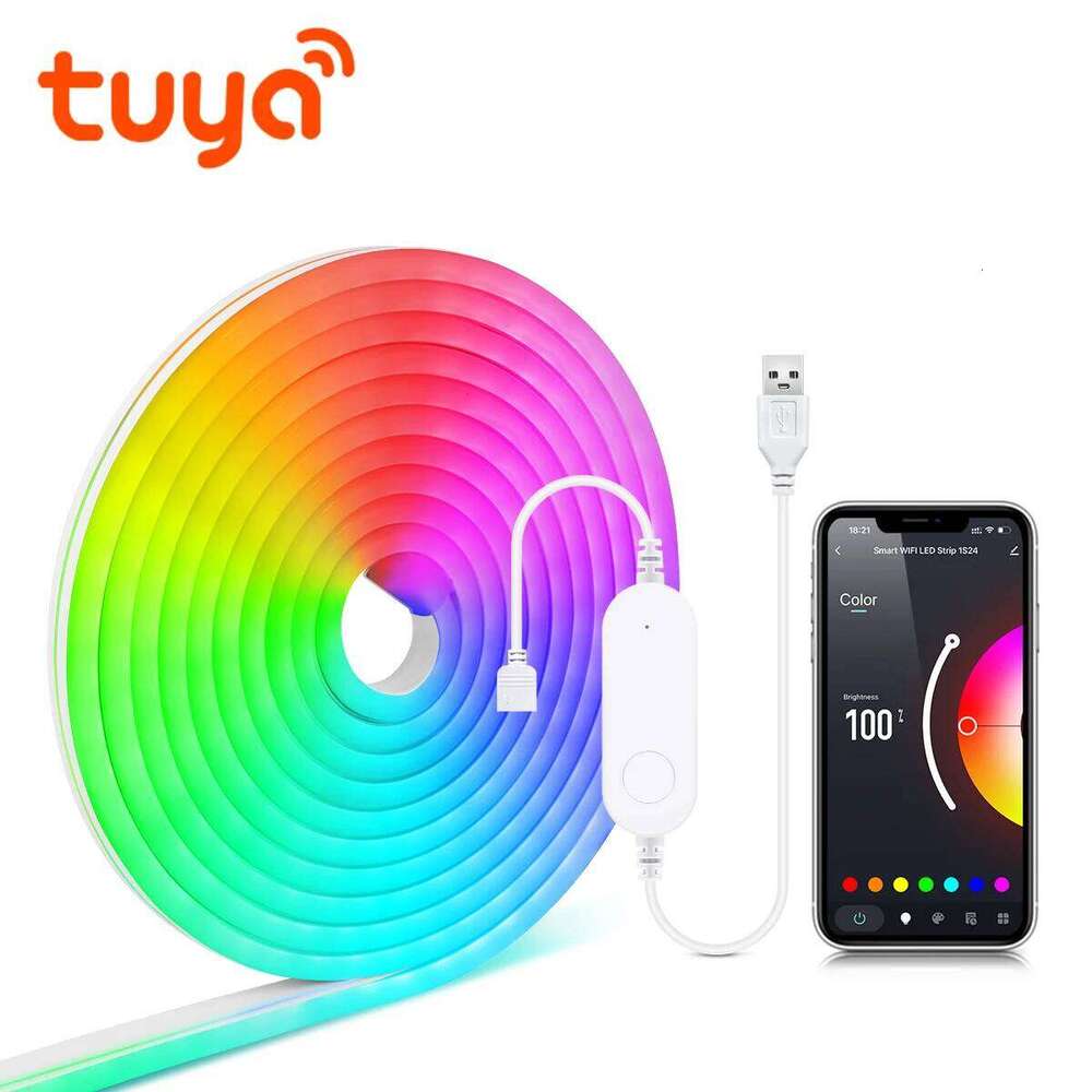 Silicone tube 5V RGB Neon LED Strip Light USB Tuya /Buletooth App Remote Control Flexible Ribbon Tape for Home Decor Lighting Z260226