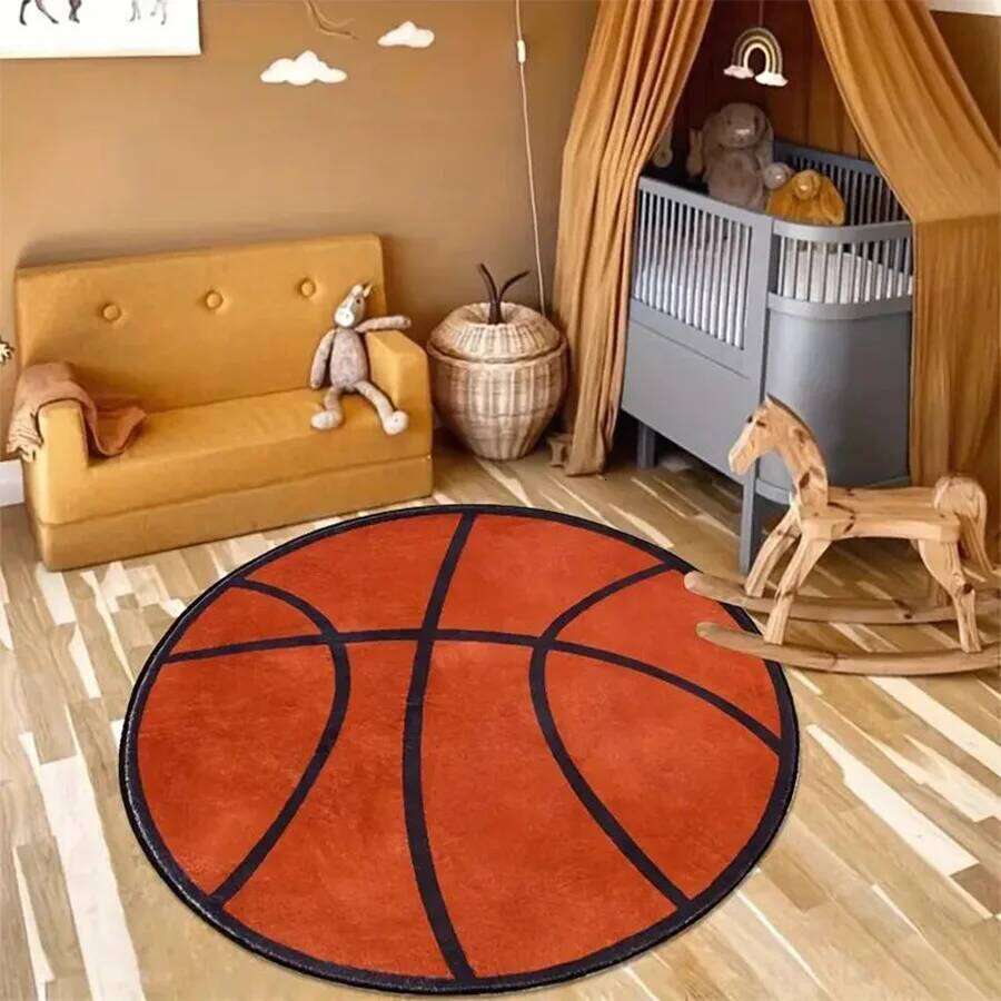 VIKAMA Children's Crawling Mat Imitation Cashmere Round Football Home Non-slip Bedroom Living Room Bathroom Carpet H260227 - view 5