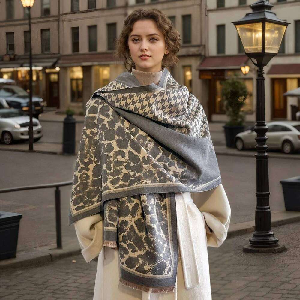 Elegant Jacquard Design Imitation Cashmere Soft Warm Fringe Shawl Autumn Winter Coldproof Windproof Blanket Scarf Z260226