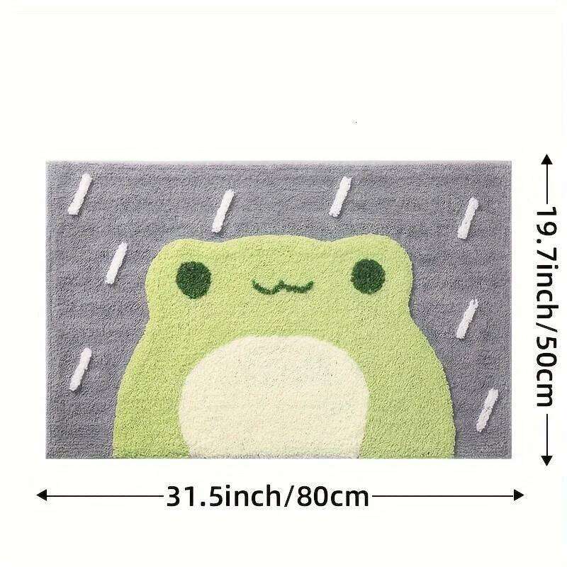 VIKAMA Ultra Absorbent Premium Cute Bath Mat Non Slip Soft Comfortable Cartoon Frog Bathroom Rug Home Decor Carpet H260226