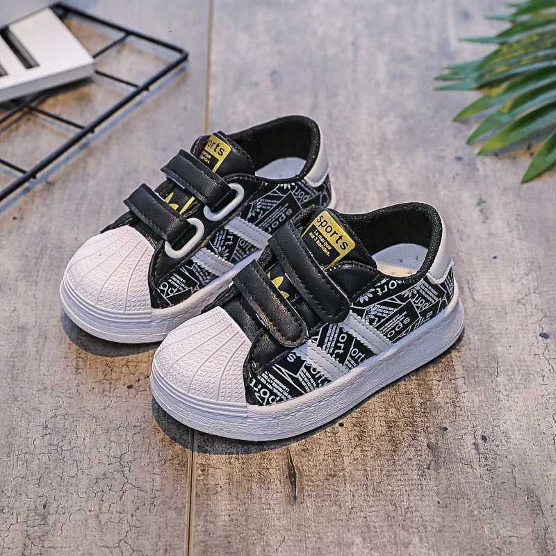 Kids Sneakers Shell Toe Graphic Print Dual Velcro Non-slip Breathable Casual Outdoor Shoes for Boys Girls ToddlersT260227