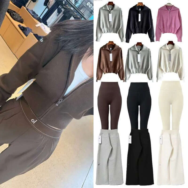Top aloismness Women Sweater Jacket Set Fleece Knit Coat Gym Clothing Women Set Warm aloismness Women Clothes Designer Suit Winter Old Money Style Blaze A4