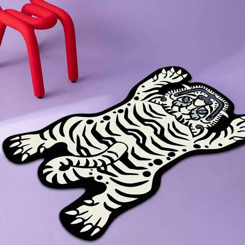 VIKAMA Cartoon Shaped Tiger Carpet Living Room Children's Bedroom Bedside Rugs Home Decor Non-Slip Kitchen Balcony Floor Mats H260226