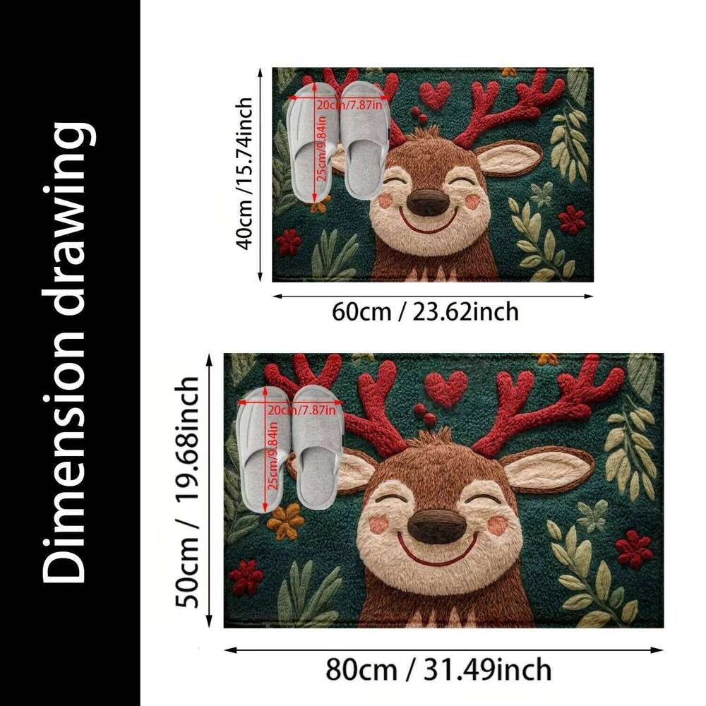 VIAMA Christmas Reindeer Anti Slip Carpet Comfortable Winter Bathroom Entrance Floor Mat Home Decoration H260226