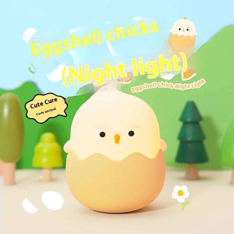 Led Children Touch Night Light Soft Silicone USB Rechargeable Bedroom Decor Gift Animal Egg Shell Chick Bedside Lamp Z260227
