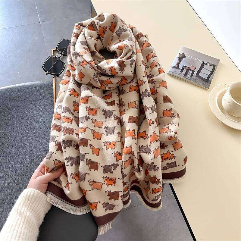 Luxury Cashmere Animal Scarf Winter Women Pashmina Shawls Warm Blanket Wraps Female Foulard Bandana Brand Thick Scarves Hijab Z260226