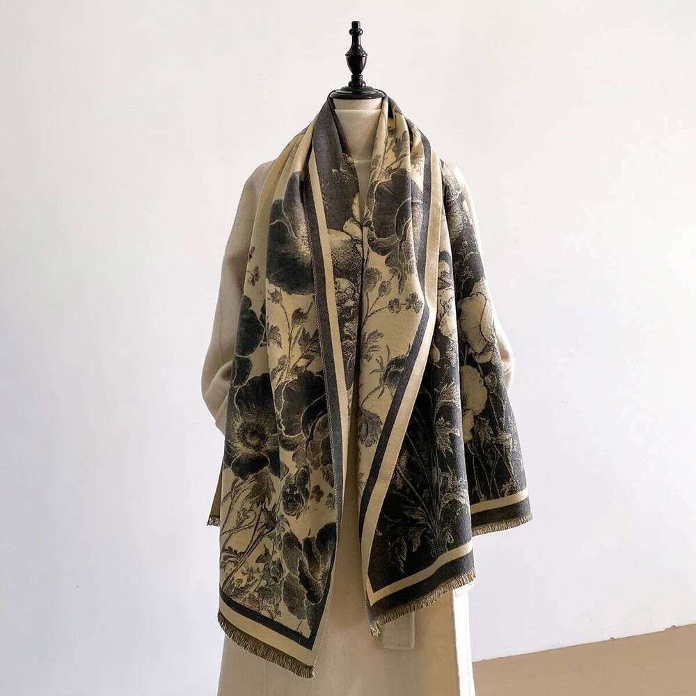 Luxury Winter Women's Imitation Cashmere Shawl Thick Warm Jacquard Scarf High Quality Two-Sided Pashmina Wrap for Ladies Brand Z260226