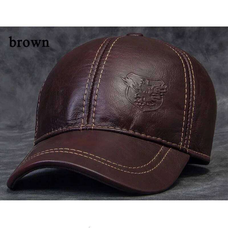 2025 Male Genuine Leather Cowhide 56-60CM Black/Brown Baseball Caps Eagle Print For Man Casual Street Gf Gorras Dad Hat Z260226