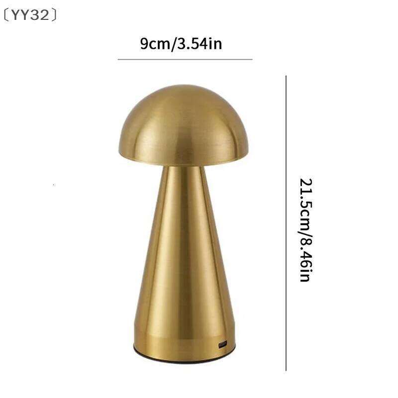 YY32LED Table Retro Mushroom Touch Sensor Bedside Lamp Rechargeable Reading Lights Bedroom Restaurant Bar Decor Lighting Z260227