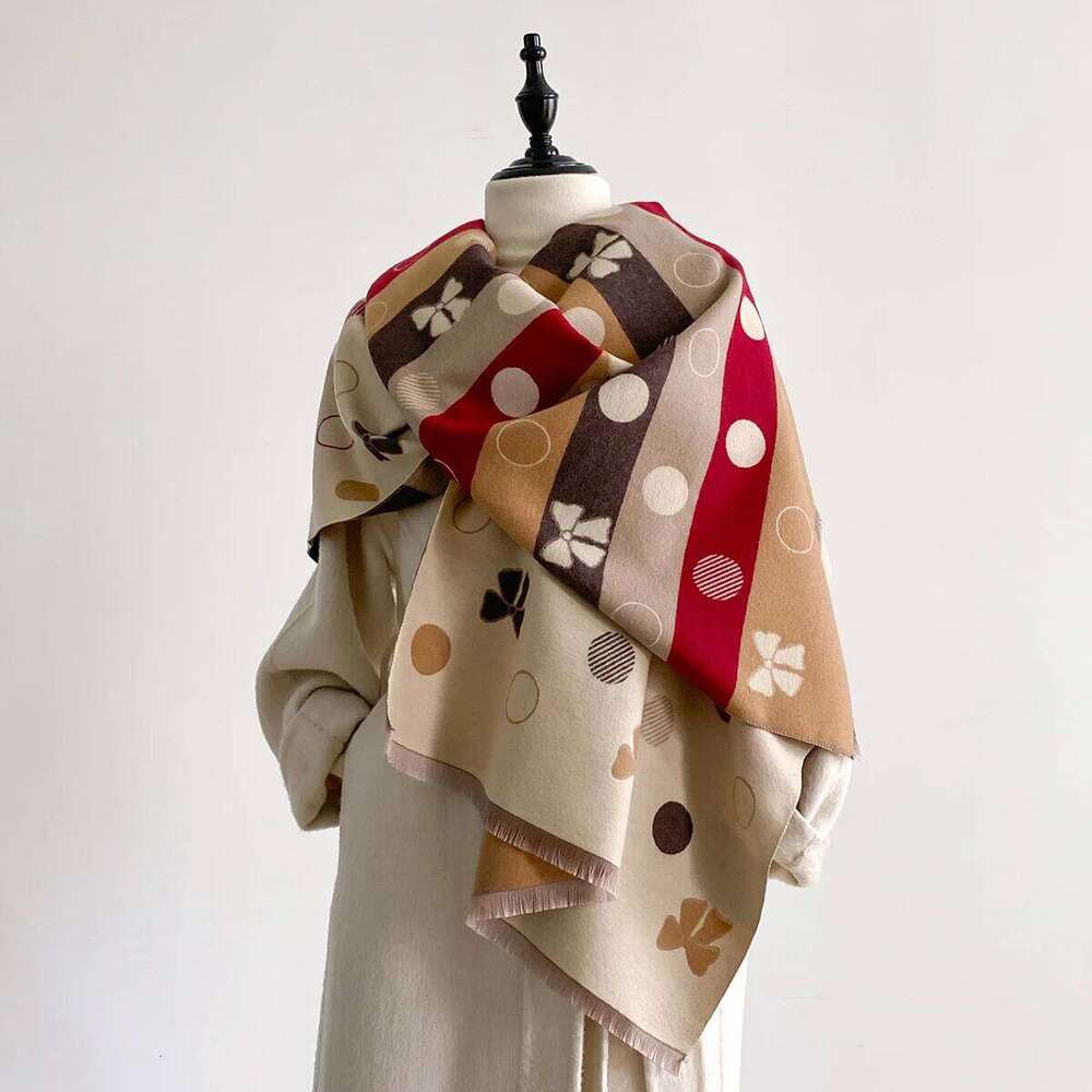 New Brand Elegance Bow Print Scarf Soft Warm Fringe Pashmina Shawl Autumn and Winter Outdoor Coldproof Windproof Blanket 2025 Z260226