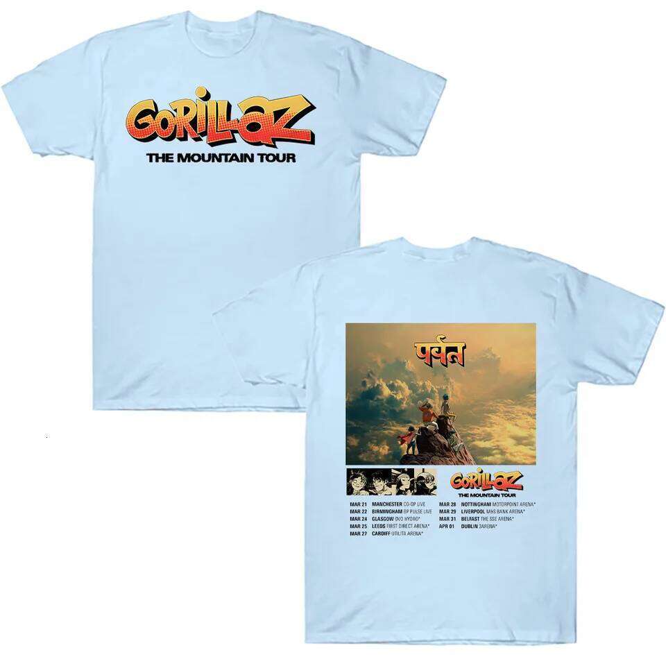 Cotton T-shirts Gorillazs The Mountain Tour Tshirt Street Music Band Punk Rock Y2K Tee Unisex Summer High Quality Casual Clothes C260227