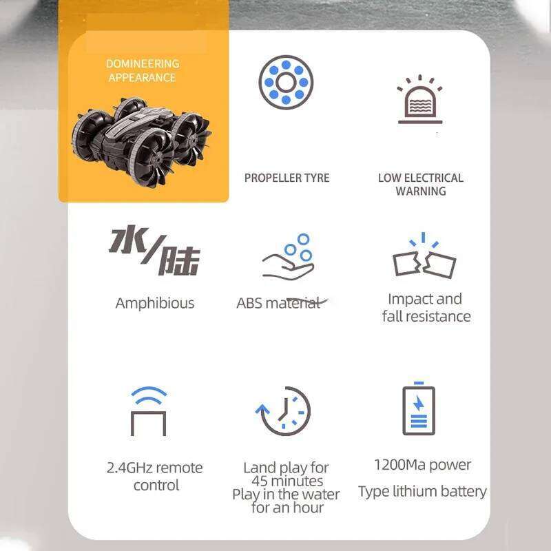 Newest High-tech Remote Control 2.4G Amphibious Stunt RC Car Double-sided Tumbling Driving Children's Electric Toys for Boy H260227