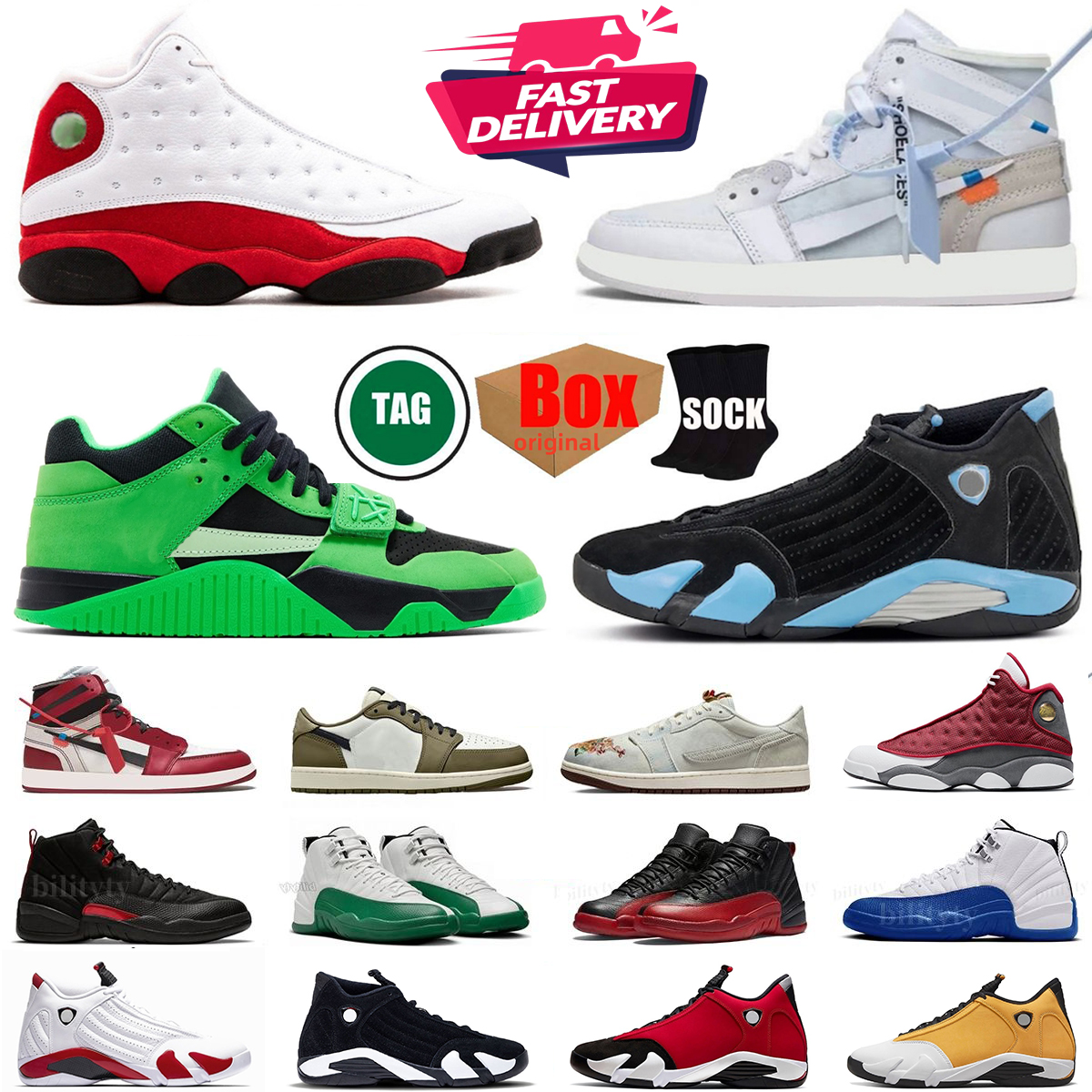 1s 13s 14s 12s fragment basketball shoes union Chicago University Blue designer shoes men low Medium Olive OG 12 Bloodline taxi trainers Sneaker sports with box