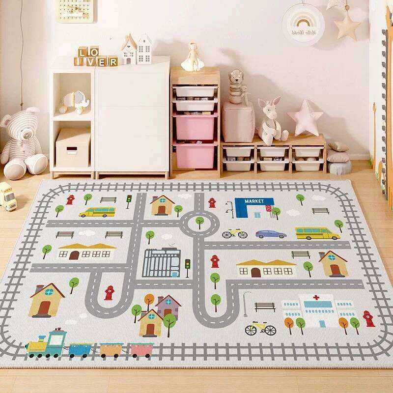 VIKAMA Play Area Carpet Living Room Bedroom Children's Car track Digital puzzle game Baby play crawl mat H260226