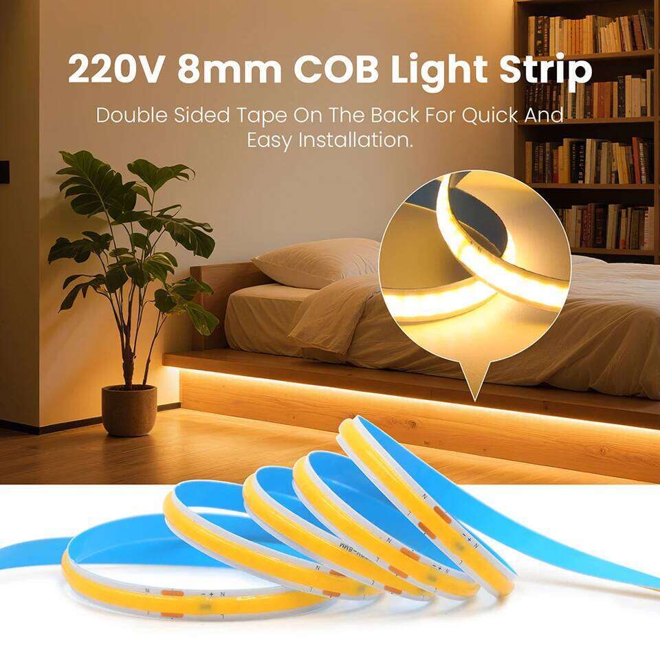 5M 10M 15M 20M 110V 220V COB LED Strip Light Super Bright 240LEDs/M 2PIN Wire Tape Flex Ribbon EU US Plug Room Lighting 8MM PCB Z260226