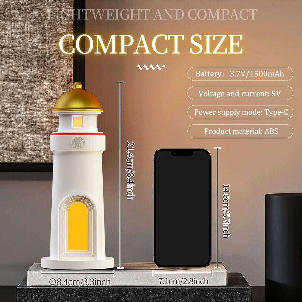 Moon Lamp Portable Lighthouse Decor Rechargeable Moonlight Projector Night Light for Kids Bedroom Children Z260227