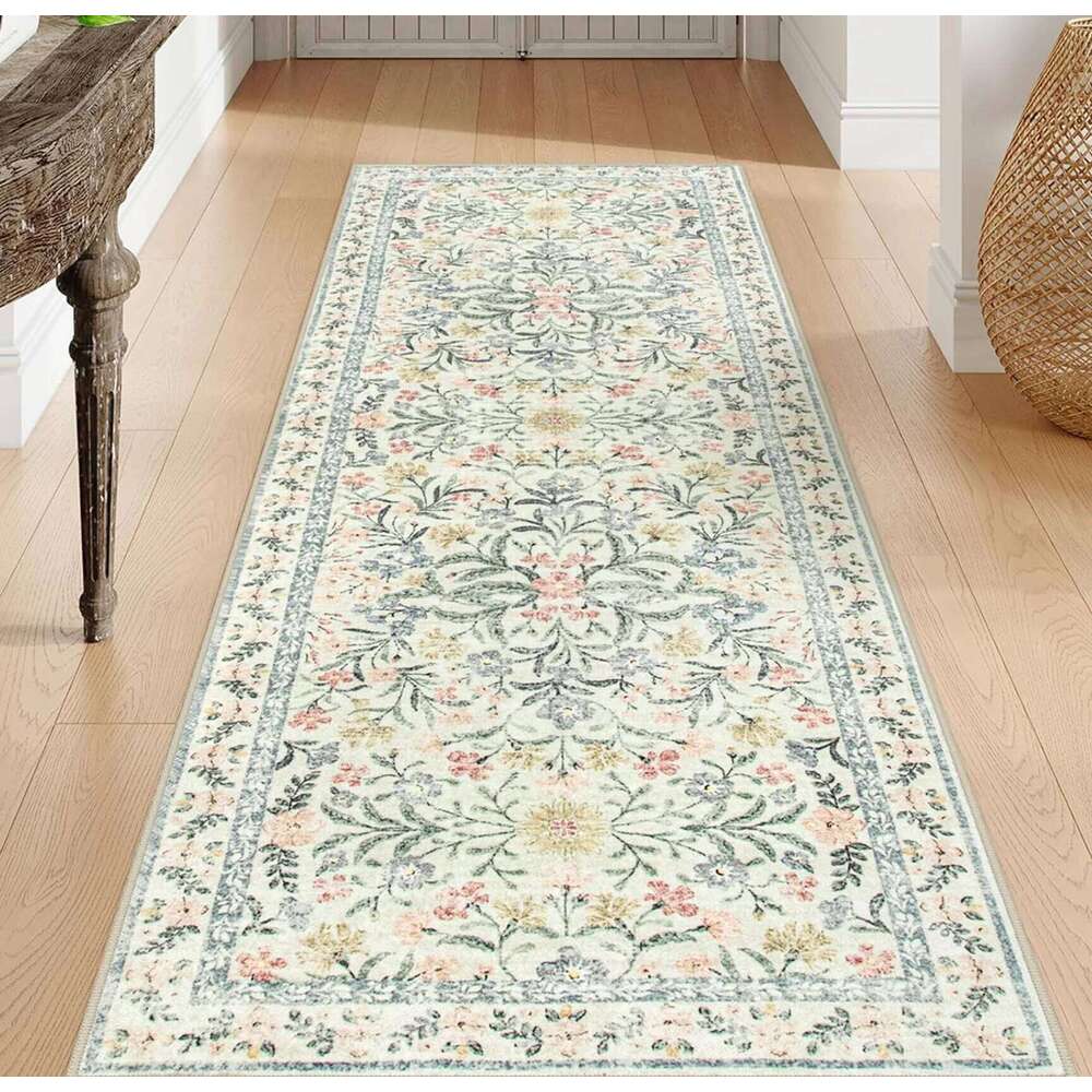 Non Slip Washable Floral Pattern Runner Rug Multi Color Flower Design Mat for Kitchen Hallway Corridor Home Decor Floor Carpet H260226