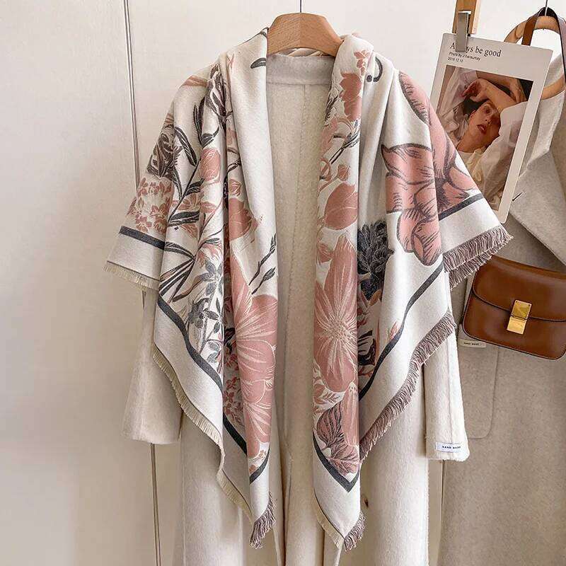 New Fashion Cashmere Women Two-sided Large Square Scarf Winter Warm Shawl and Wrap Bandana Pashmina Female Foulard Thick Blanket Z260226