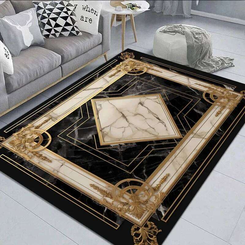 Black Gold Marble Carpet for Living Room Decorations Sofa Table Large Area Rugs Hallway Balcony Long Floor Mat Anti-slip Doormat H260227 - view 7