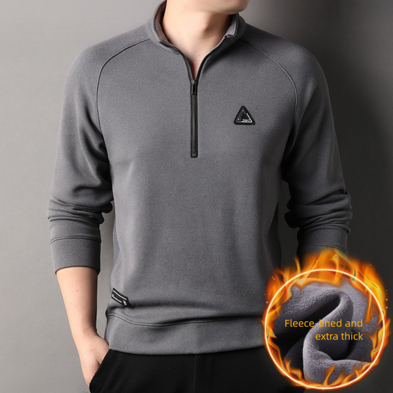 2026 New Designer Luxury Brand Men's Wool Lined Zipper Sweater Half Height Zipper Hoodie Fashion Casual Outdoor Sweater City Loose Edition