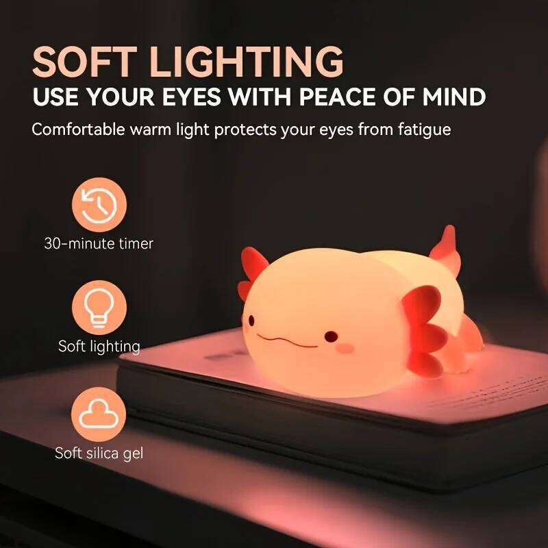 Multi-color cartoon night light, touch-sensitive timer function, USB rechargeable desk lamp, suitable for room and home dcor. Z260227