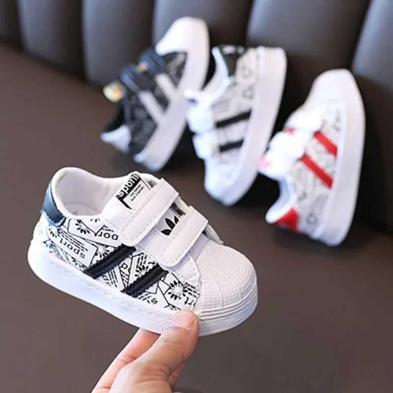 New Kids Sneakers Shell Toe Graphic Print Velcro Non-Slip Breathable Lightweight Casual Sports Shoes for Boys GirlsT260227