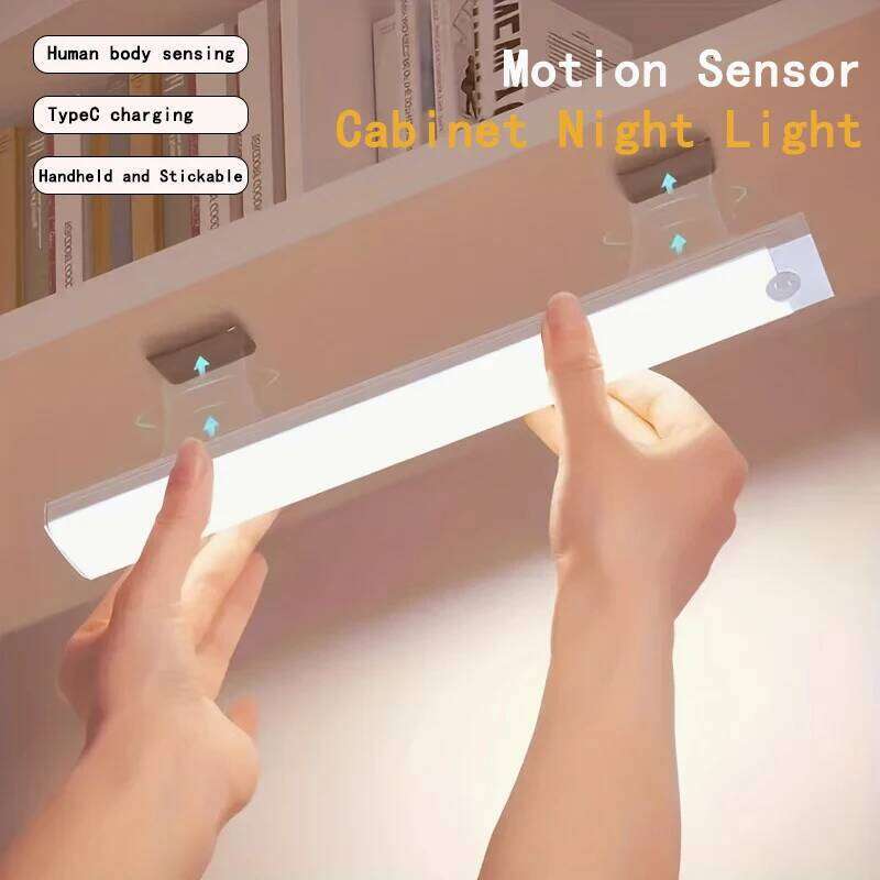 2PCS Wireless motion-sensor LED bar, rechargeable magnetic night light corridor kitchen cabinet stairs hallway wardrobe Z260227