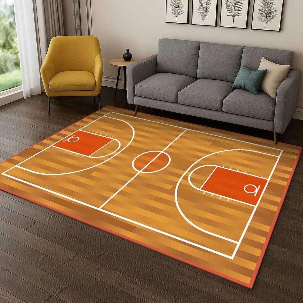 Basketball Court Sports Cartoon Carpet Rug for Sofa Bedroom Living Room Doormat Home Decor,Kid Game Non-slip Floor Mat H260226