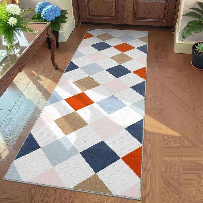 Checkerboard Pattern Runner Rug Classic Minimalist Geometric Hallway Carpet Non-slip Soft Floor Mat for Entryway Living Room H260227 - view 4